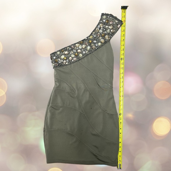 Bebe Rhinestone One-Shoulder Dress - Picture 5 of 6